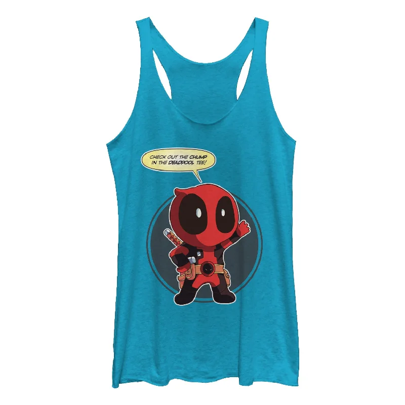 Women's Marvel Cartoon Deadpool Chump Taco Racerback Tank Top cutout tank top