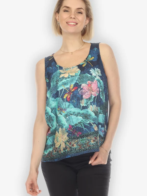 Dragonfly Lotus Turquoise Tank Top strapless tank top