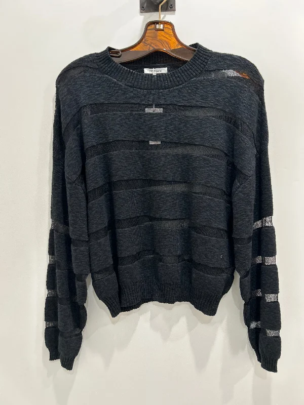 Black Mesh Stripe Sweater Layered Multi-layer Single Layer