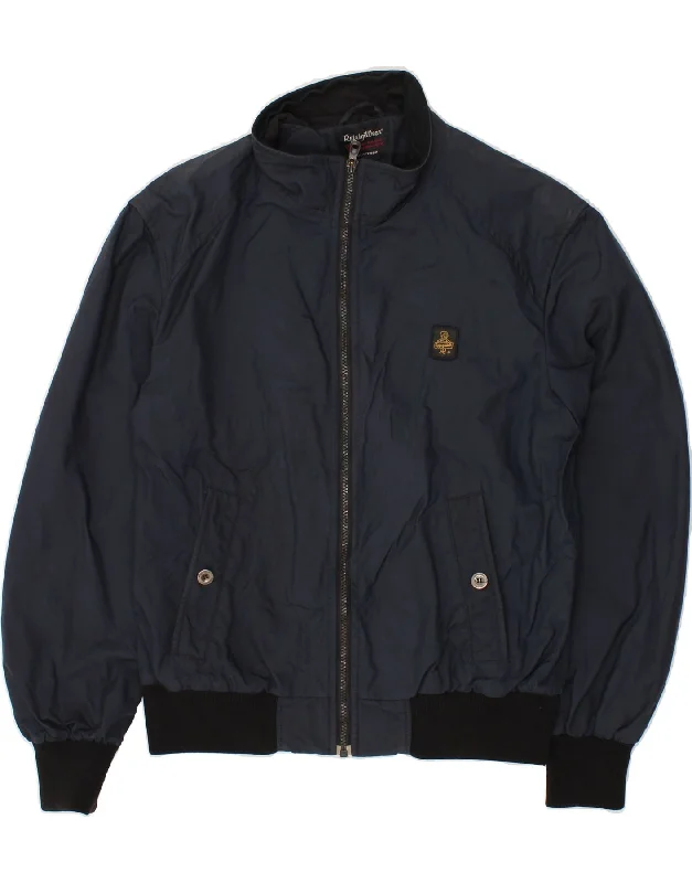 REFRIGIWEAR Womens Bomber Rain Jacket UK 18 XL Navy Blue Nylon Anorak Shell Jacket Lightweight Jacket