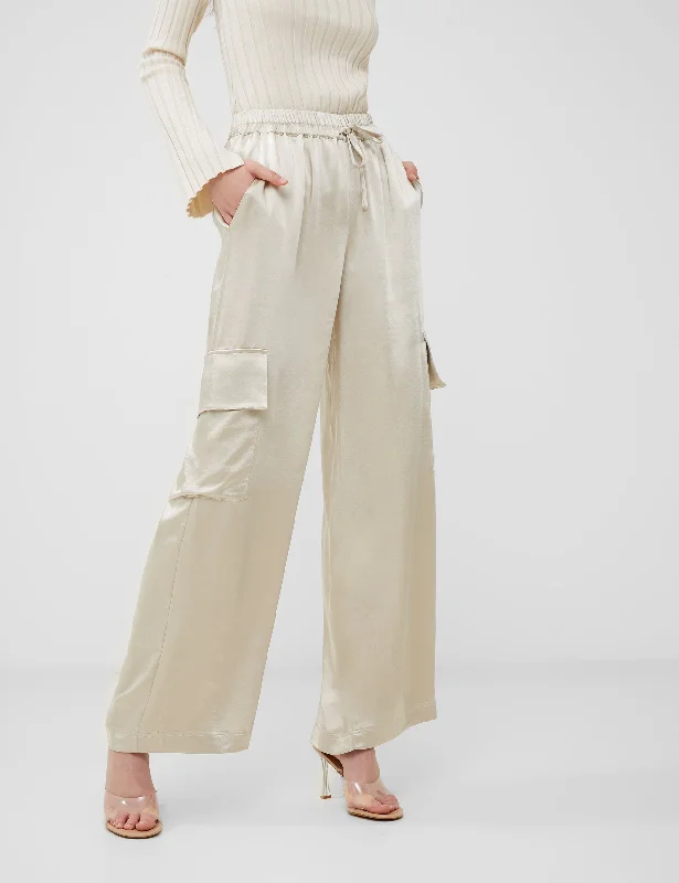 Chloetta Cargo Trouser in Silver Lining Trousers Bridal Satin