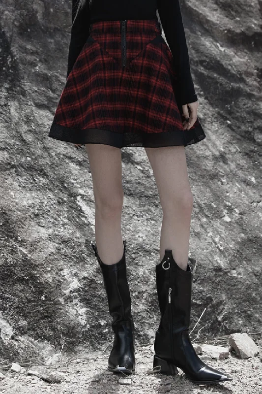 Plaid Print Stitching Mesh Women's Gothic College Style Skirt 2 Colors denim skirt casual Plaid Print Stitching Mesh Women's Gothic College Style Skirt 2 Colors denim skirt casual