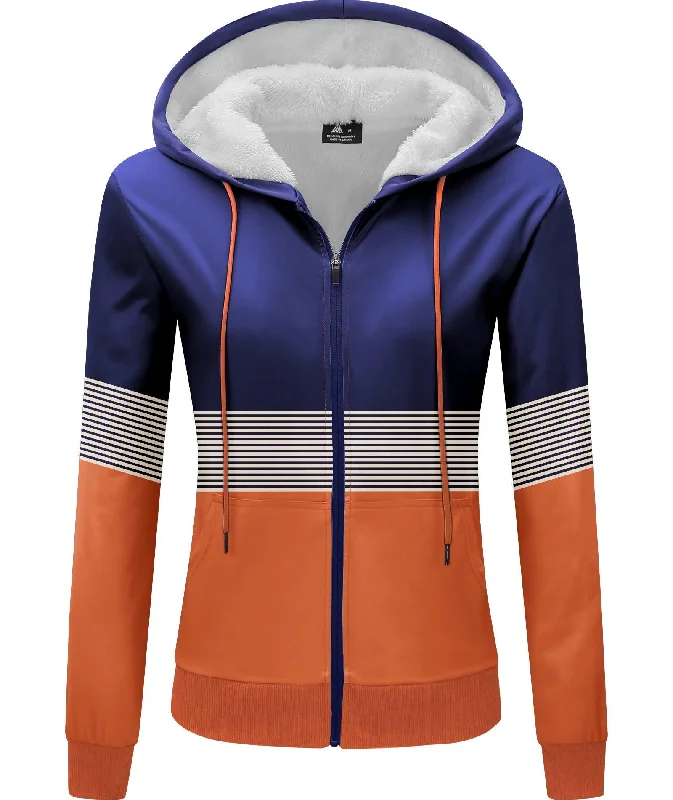 Women's Zipper Hooded Fleece Hoodie-ZPK006154 Hoodie with Zipper Versatile Modern