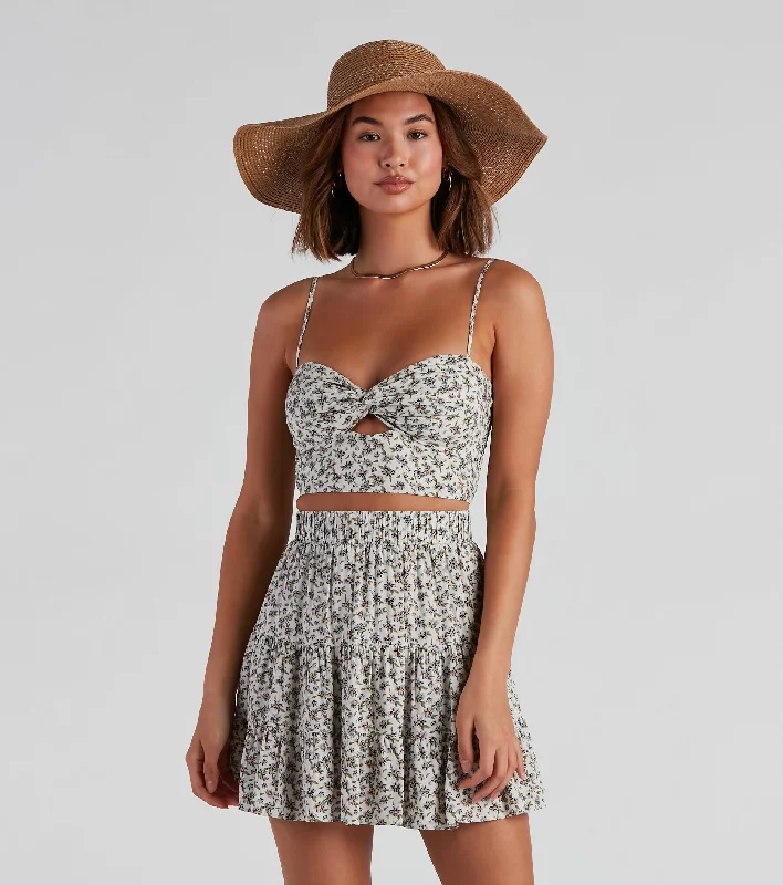 Sunkissed Florals Twist Crop Top Machine Wash Dry Clean Hand Wash