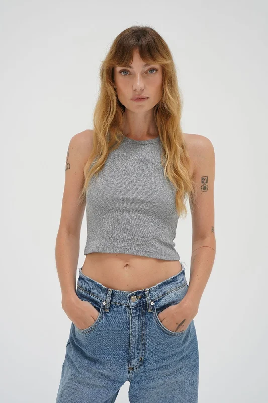 Maya Cotton Rib Tank - Heather Grey neon tank top