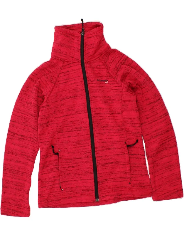 COLUMBIA Womens Tracksuit Top Jacket UK 10 Small Red Pinstripe Polyester Satin Jacket Silk Jacket Chiffon Jacket