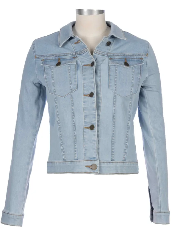Julia Crop Denim Jacket In Investigate Wash Denim Fabric Leather Fabric Suede Fabric Julia Crop Denim Jacket In Investigate Wash Denim Fabric Leather Fabric Suede Fabric