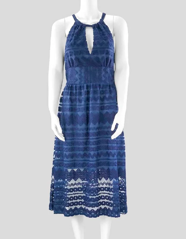 Trina Turk Blue Sleeveless Halter Dress - 8 US Tunics Party sparkling