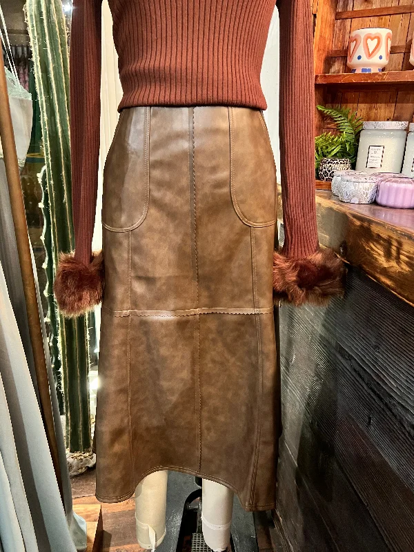 Brown Maddelena Skirt flowy skirt hem