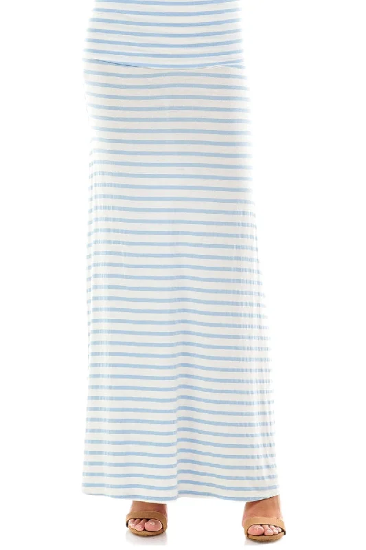 Striped Maxi Skirt Style 9001 in Baby Blue cashmere skirt soft