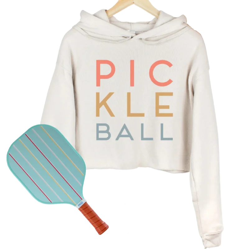 PIC-KLE-BALL Cropped Sweatshirt Hoodie Hoodie with Distressed Vintage Worn
