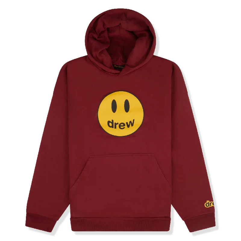 Drew House Mascot Hoodie Burgundy Hoodie with Rhinestones Sparkly Elegant