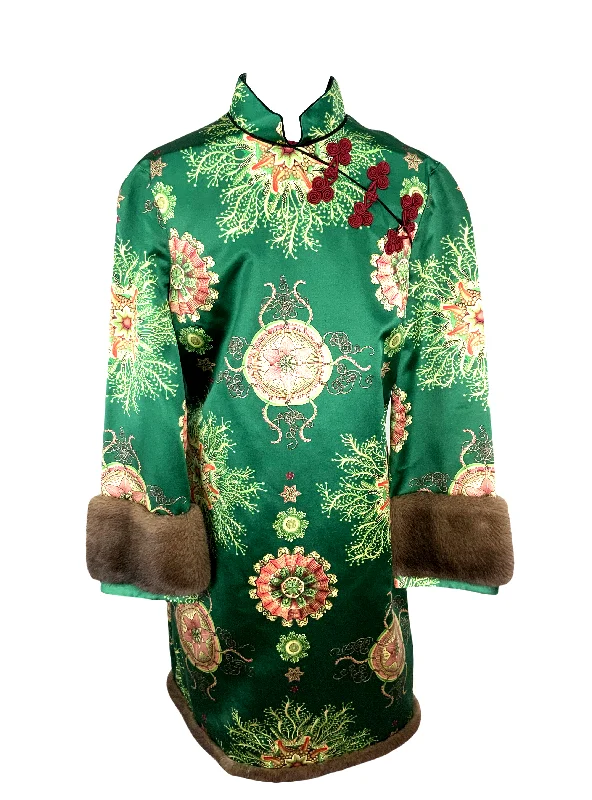 Gucci Printed Silk Cheongsam Dress Size M Tunics Stylish modern