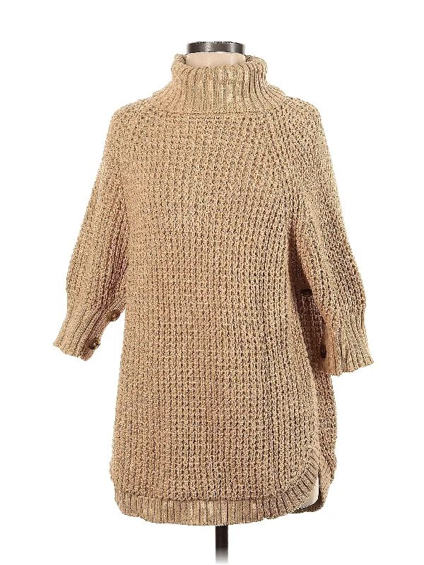 Turtleneck Sweater Chenille Brocade Lace