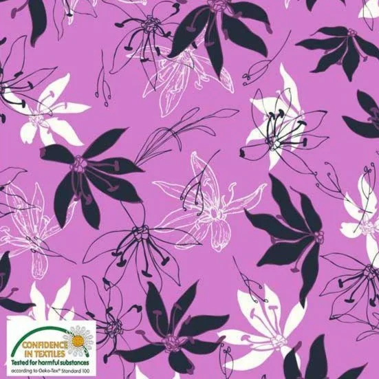 Stof of Denmark Purple Blooms Avalana Jersey Fabric Affordable Jersey Tee