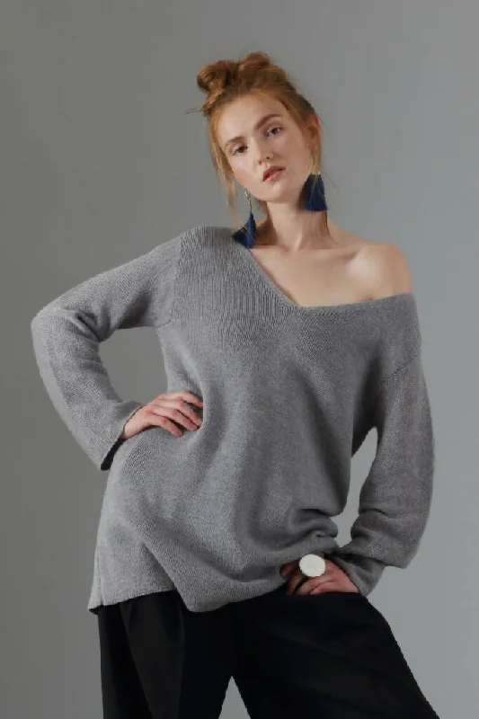 CJ Unisex Deep V Sweater Print Jacquard Patchwork
