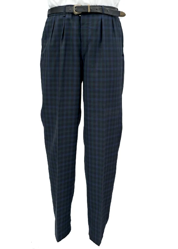 Vintage Blue Plaid Trousers • 36W • Wexmann Trousers Party Sparkling
