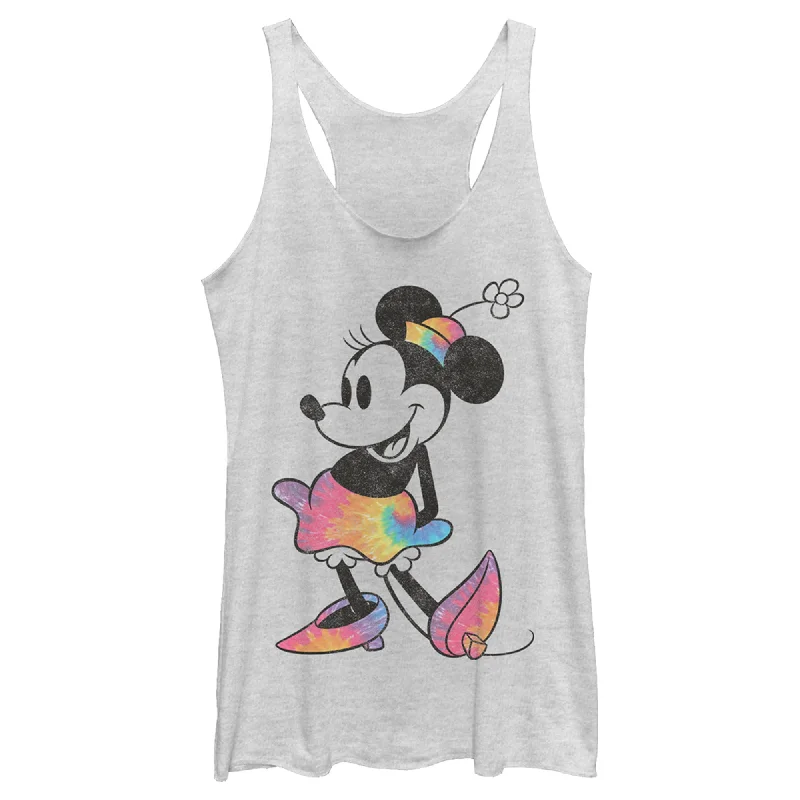 Women's Mickey & Friends Rainbow Tie-Dye Minnie Mouse Racerback Tank Top workout tank top