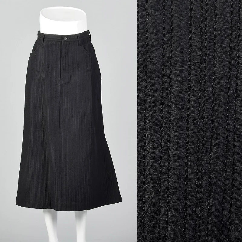 Medium Issey Miyake 1990s Topstitch Skirt chiffon skirt flowing