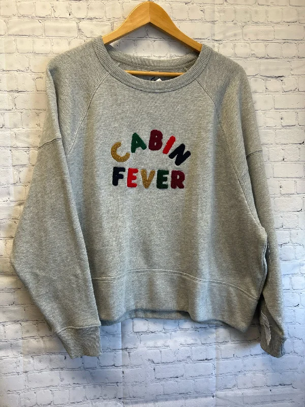 Size Medium Ladies Gray Lou & Grey Sweatshirt Hoodie with Hem Contrast Bold Stylish