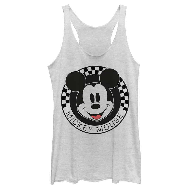 Women's Mickey & Friends Checkered Mickey Mouse Portrait Racerback Tank Top workout tank top