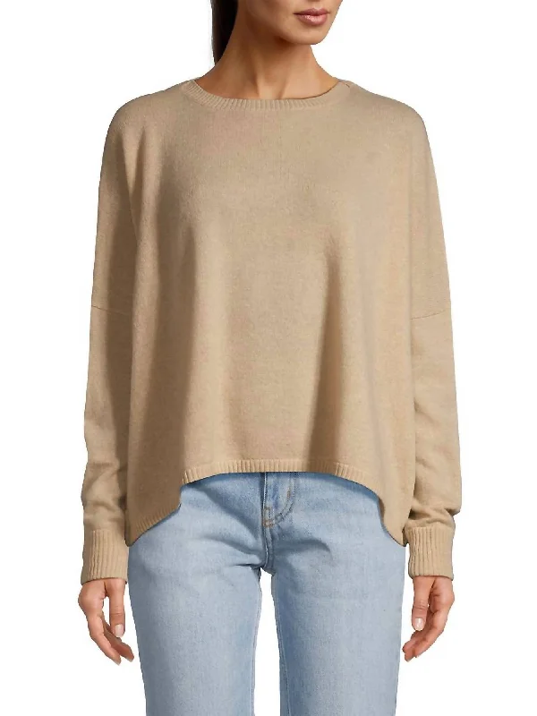 Cashmere Crew Sweater In Brown Sugar Slim Fit Regular Fit Oversized