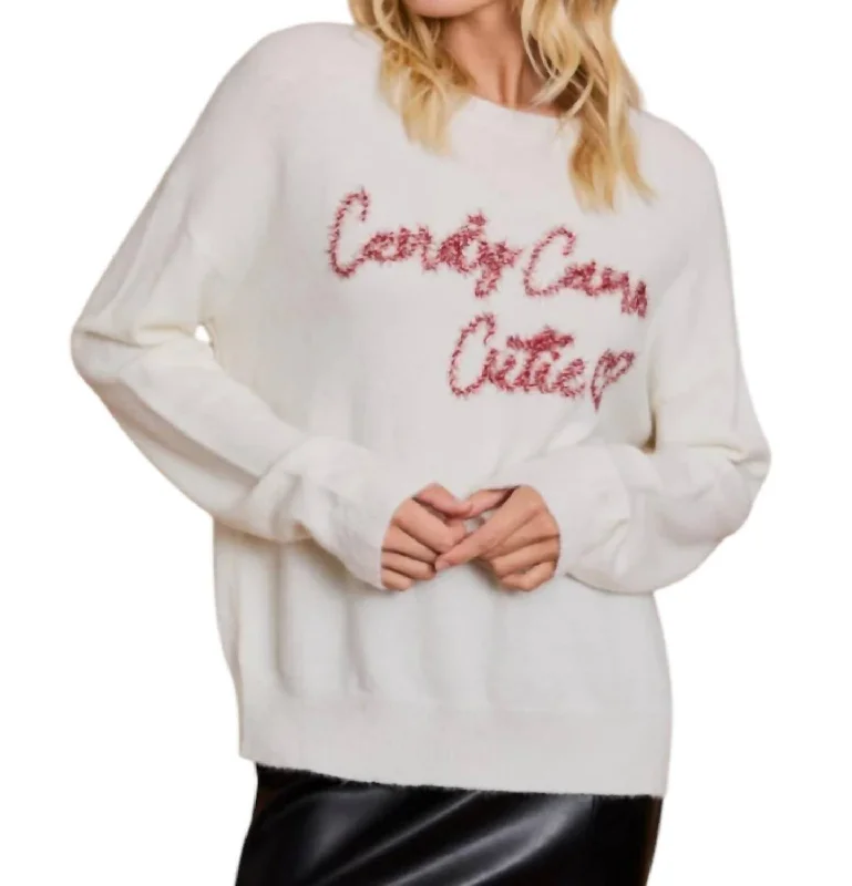 Candy Cane Cutie Sweater In Cream Terry Terry Cloth Terry Knit