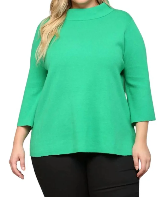 Sweater - Curvy In Kelly Green Open Front Closed Front Wrap Front