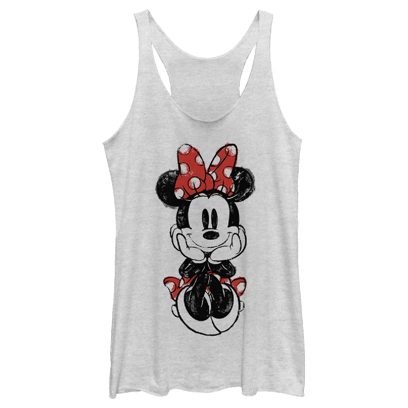 Women's Mickey & Friends Sitting Minnie Sketch Racerback Tank Top yoga tank top