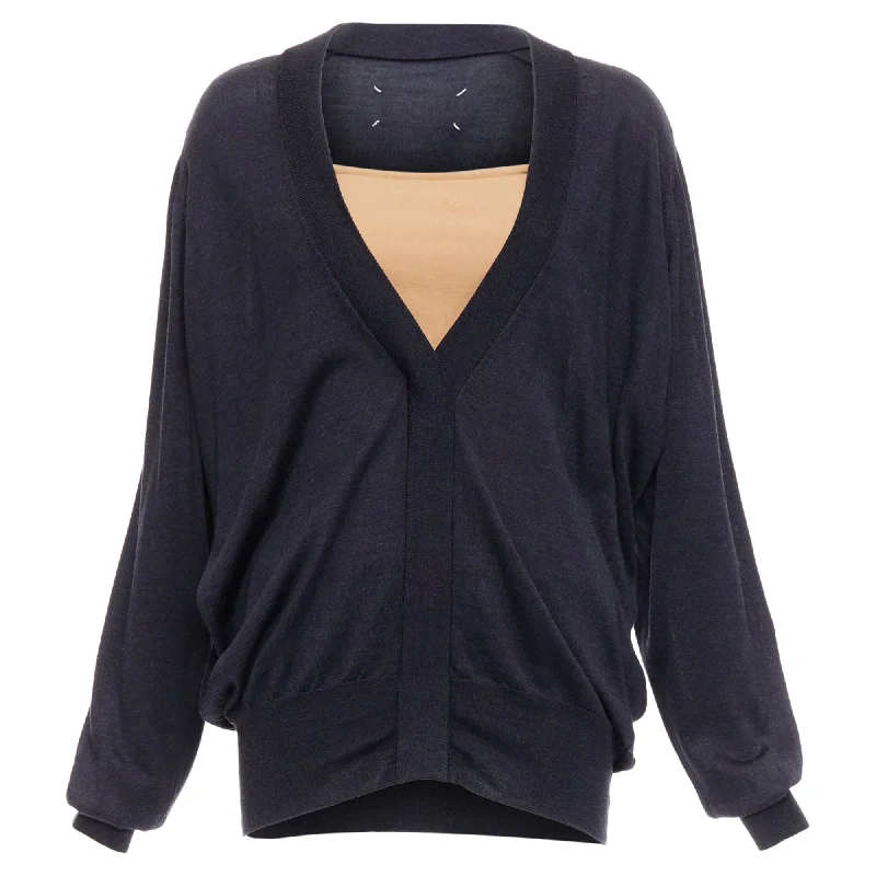 Maison Margiela Silk Blend Layered Deconstructed Sweater Satin Blend Silk Blend Wool Blend Maison Margiela Silk Blend Layered Deconstructed Sweater Satin Blend Silk Blend Wool Blend
