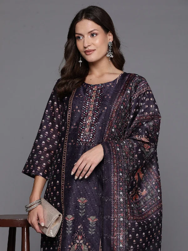 Women's Blue Embroidered Straight Kurta Trousers With Dupatta Set - Indo Era Trousers Recommended Stylist Women's Blue Embroidered Straight Kurta Trousers With Dupatta Set - Indo Era Trousers Recommended Stylist