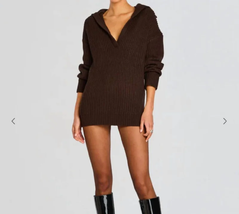 Shy Oversized Sweater In Ash Brown Turtle Neck Boat Neck Asymmetrical Neck