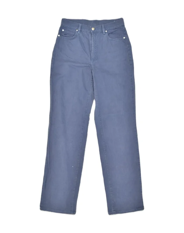 LAURA BIAGIOTTI Womens Straight Casual Trousers W31 L33 Blue Cotton Trousers Versatile Stylish LAURA BIAGIOTTI Womens Straight Casual Trousers W31 L33 Blue Cotton Trousers Versatile Stylish