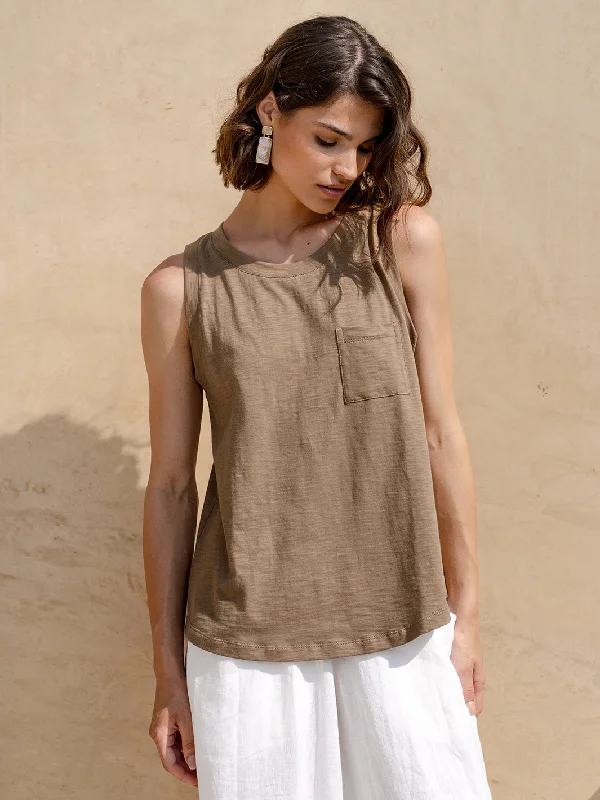 Soleil Cotton Tank Top Cinnamon mesh tank top