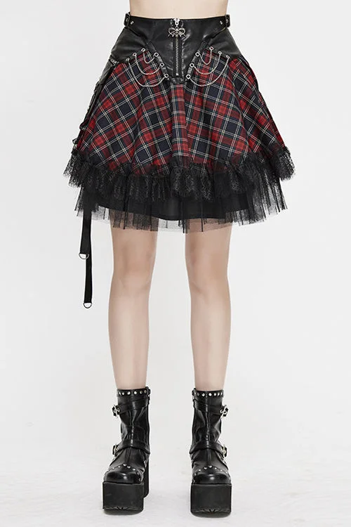 Black And Red Punk Lace Up Scottish Plaid Womens Skirts With Bag corduroy skirt cozy Black And Red Punk Lace Up Scottish Plaid Womens Skirts With Bag corduroy skirt cozy