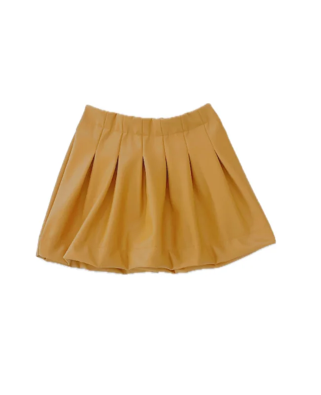 vegan leather pleated skirt - dirty yellow mini skirt trendy