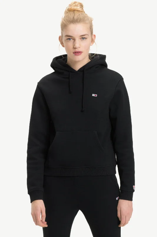 TOMMY JEANS TJW CLASSIC HOODIE - TOMMY BLACK Hoodie with Toggle Buttons Decorative Unique