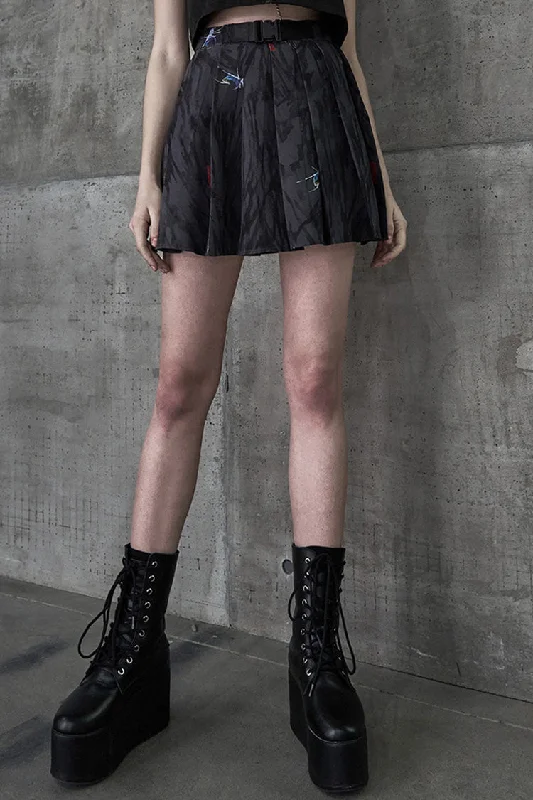 Black Casual Chinese Painting Decorated Pleated Women's Steam Punk Skirt velvet skirt glossy Black Casual Chinese Painting Decorated Pleated Women's Steam Punk Skirt velvet skirt glossy