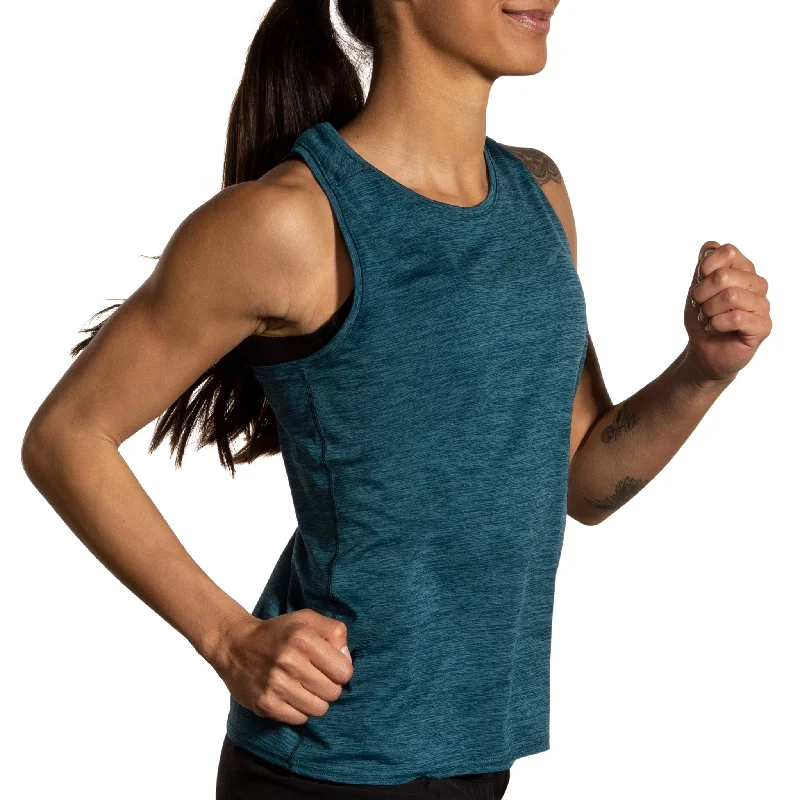 Women's Brooks Luxe Tank in Heather Ocean Drive cropped tank top