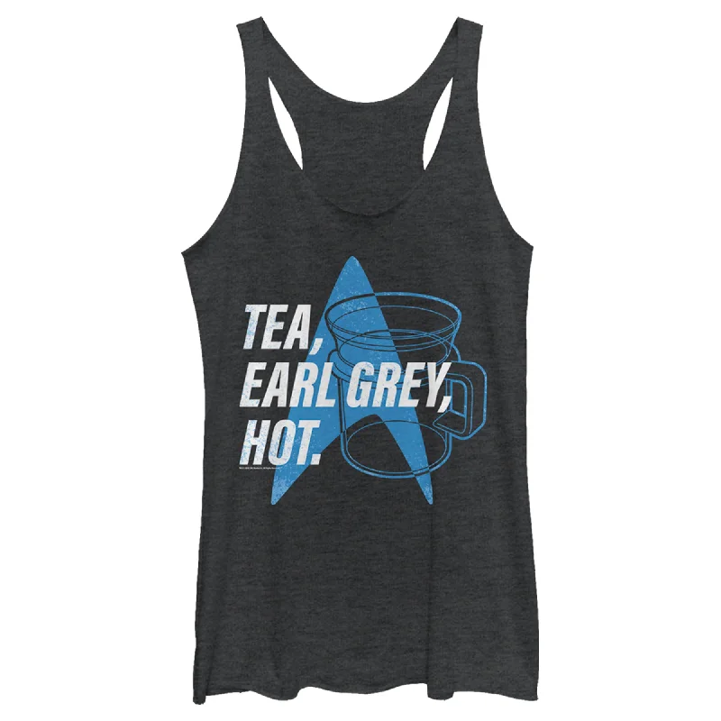 Women's Star Trek: The Next Generation Cup Of Tea Earl Grey Hot, Captain Picard Racerback Tank Top solid color tank