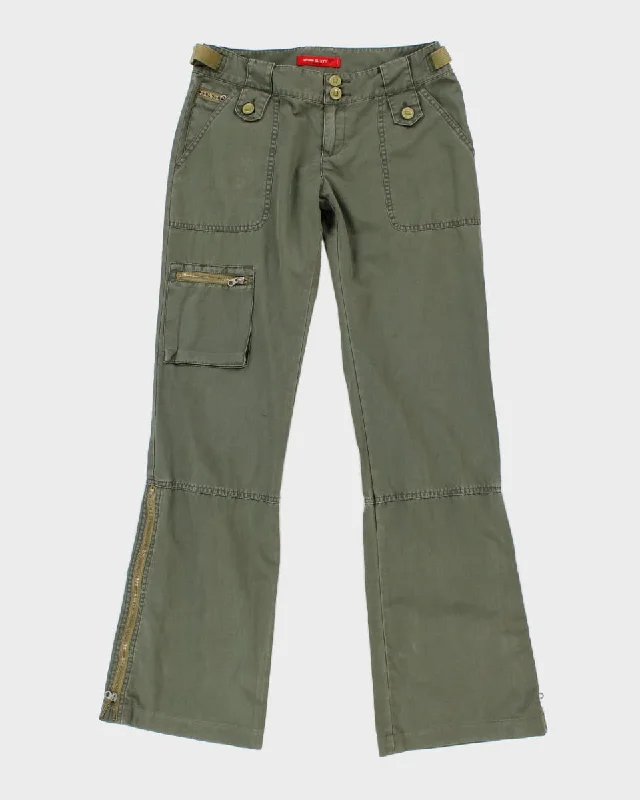 Y2K 00's Miss Sixty Women's Green Cargo Trousers - W31 Trousers Velvet Soft