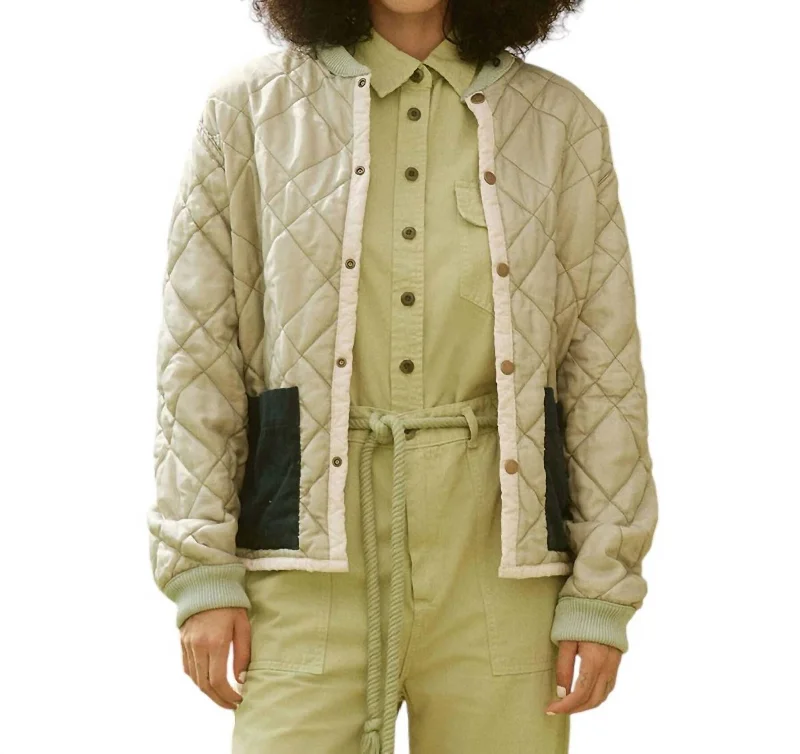 Reversible Patch Pocket Puffer Jacket In Pale Army W/ Cream Blush Jacket Blazer Coat Reversible Patch Pocket Puffer Jacket In Pale Army W/ Cream Blush Jacket Blazer Coat