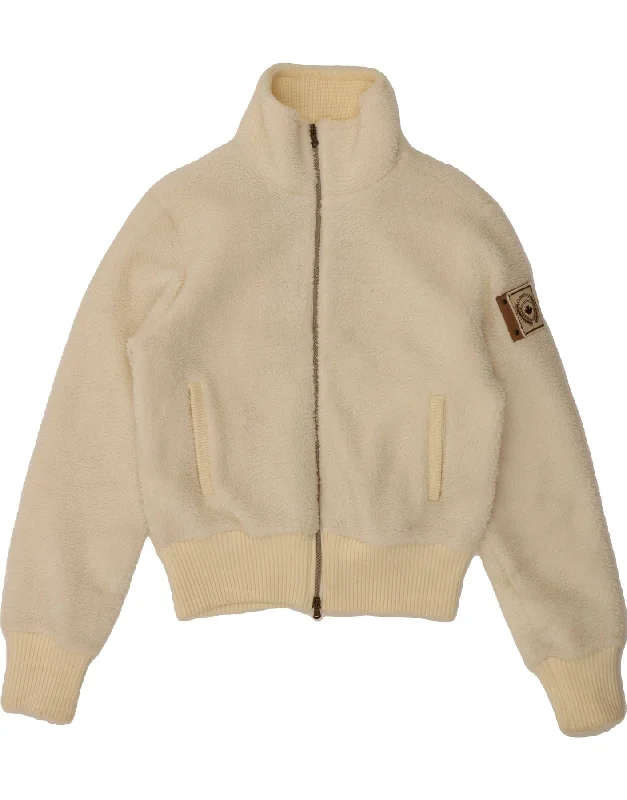 CANADIENS Womens Fleece Jacket IT 46 Large White Polyester Stand-Up Collar Roll-Neck Collar Turtle Neck CANADIENS Womens Fleece Jacket IT 46 Large White Polyester Stand-Up Collar Roll-Neck Collar Turtle Neck