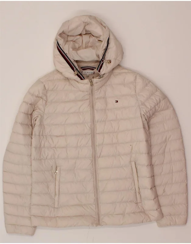 TOMMY HILFIGER Womens Hooded Padded Jacket UK 10 Small Beige Polyamide Chenille Fabric Brocade Fabric Lace Fabric TOMMY HILFIGER Womens Hooded Padded Jacket UK 10 Small Beige Polyamide Chenille Fabric Brocade Fabric Lace Fabric