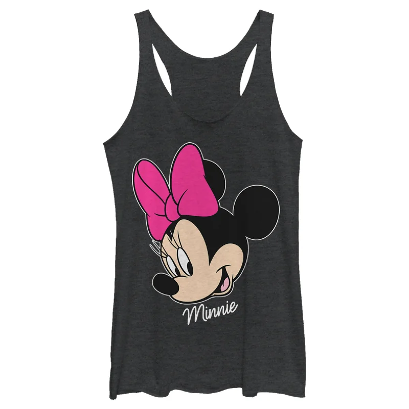 Women's Mickey & Friends Minnie Mouse Portrait Racerback Tank Top lace tank top