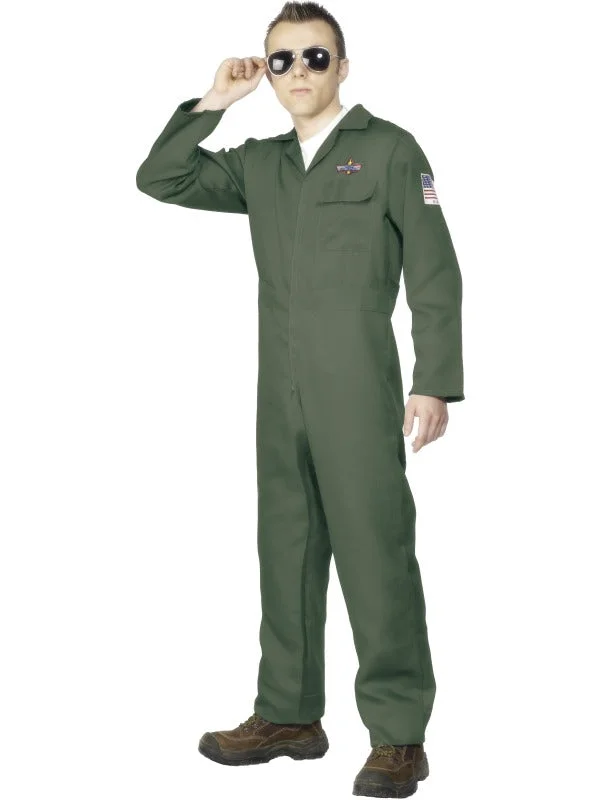 Mens Army Pilot Military Air Force Fancy Dress Costume Tunics Cozy soft