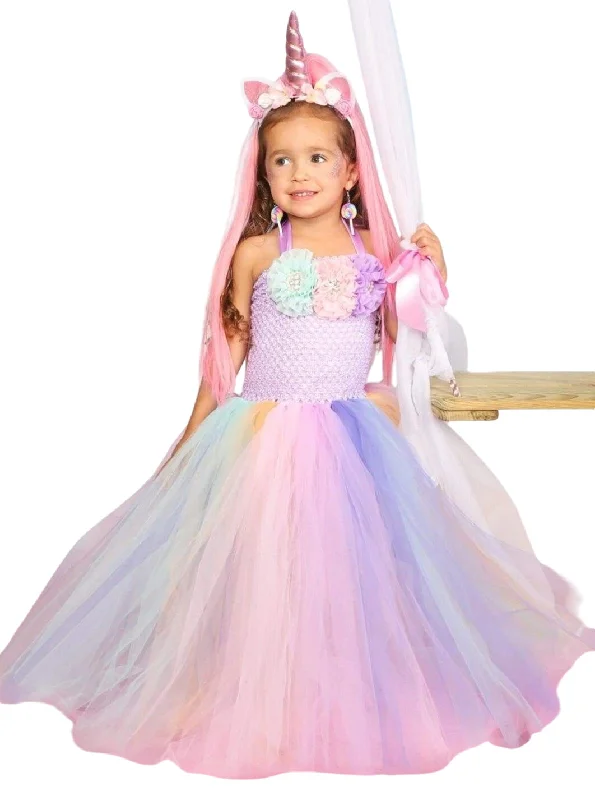 Girls Unicorn Princess Tutu Costume Dress Tunics Leisure comfortable
