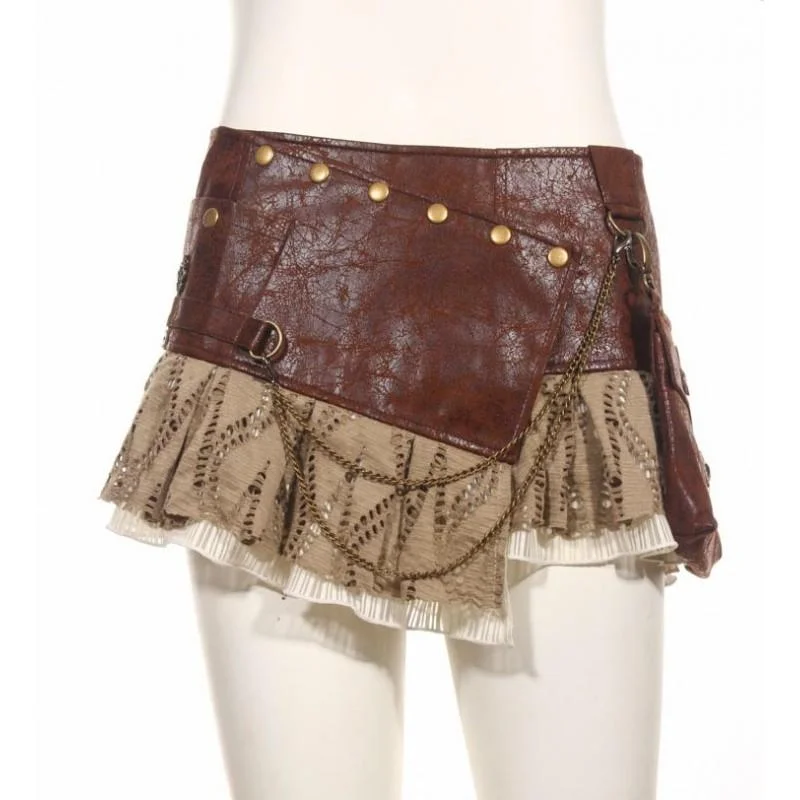 Hot and Steamy Steampunk skirt Brown linen skirt relaxed