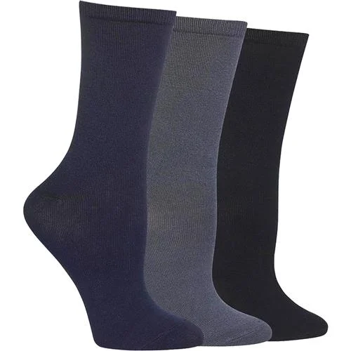 Women's Hot Sox Solid Trouser Socks 3 Pair Pack Navy/Grey/Black Trousers Bridal Satin Women's Hot Sox Solid Trouser Socks 3 Pair Pack Navy/Grey/Black Trousers Bridal Satin