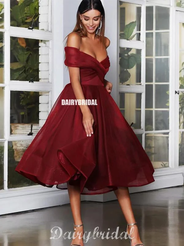 Off Shoulder A-line Organza Different Colors Homecoming Dress, FC4492 empire Waist empire